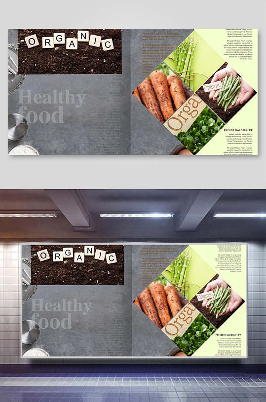 绿色食品美食展板