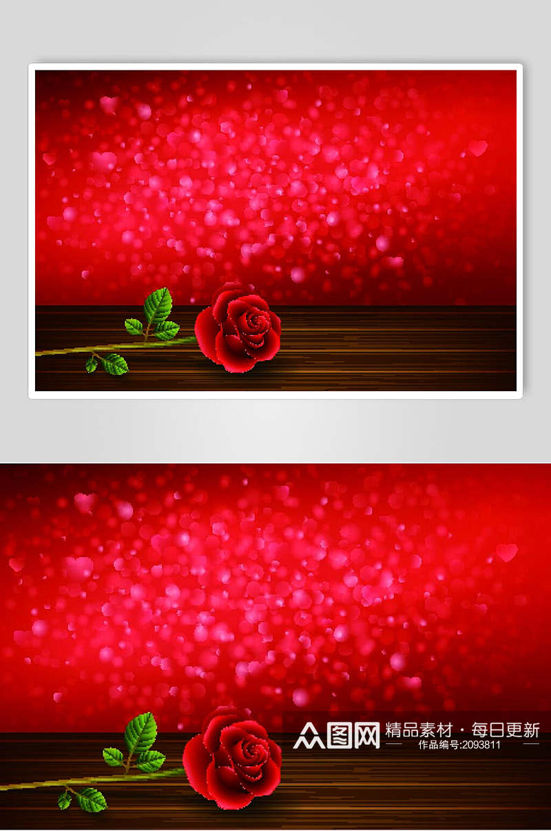浪漫玫瑰红剪纸风爱心情人节矢量素材素材