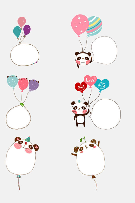 气球熊卡通对话框相框边框免抠元素