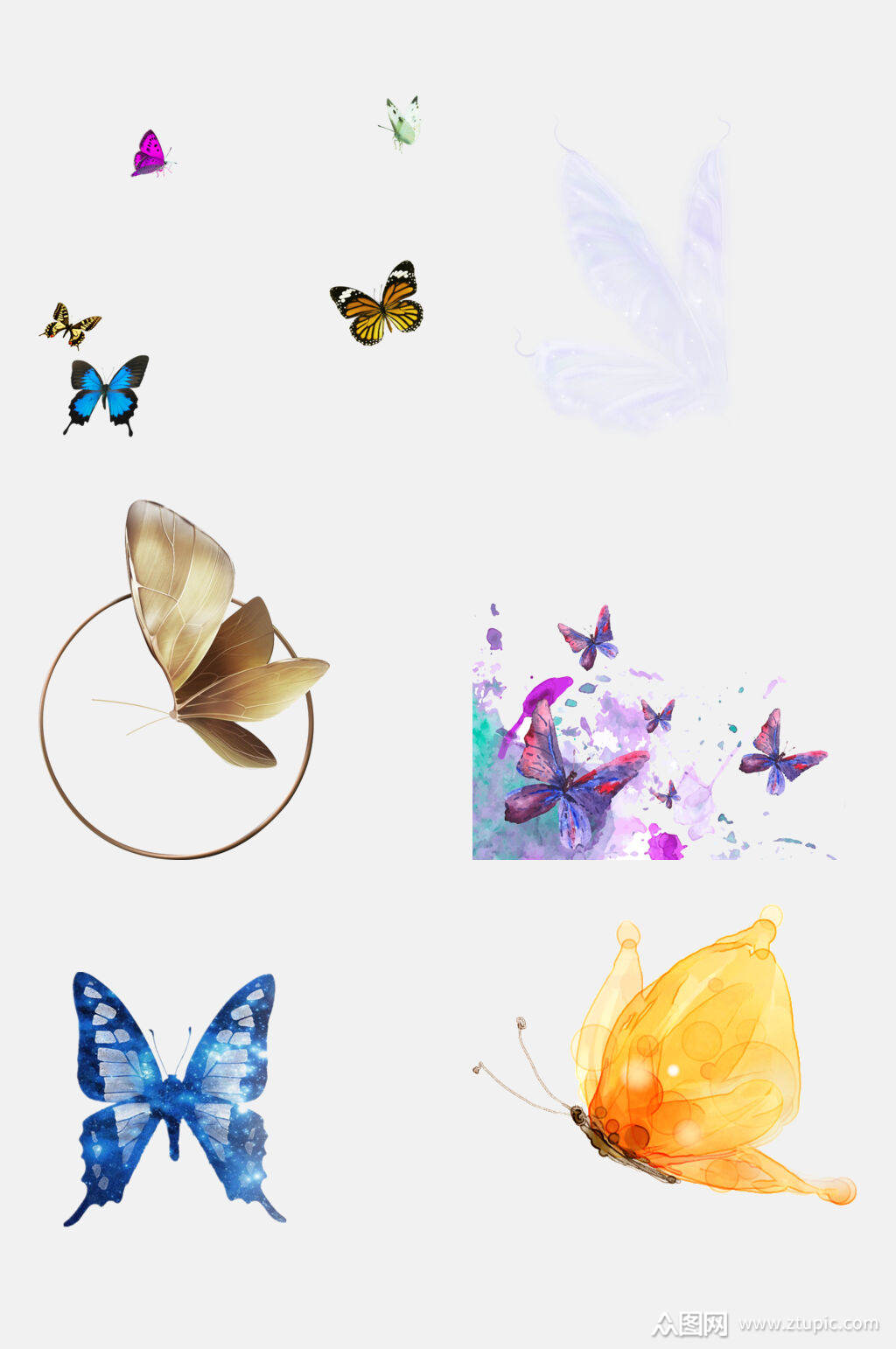 飞舞蝴蝶免抠元素素材