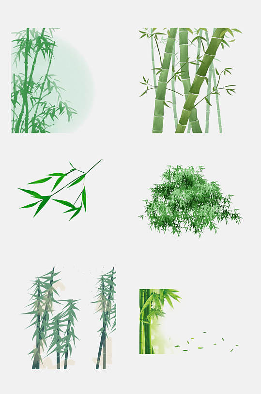 水彩绿色竹林大熊猫竹子免抠元素
