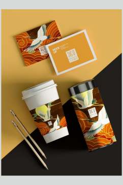 黄色咖啡食品包装整套VI样机设计