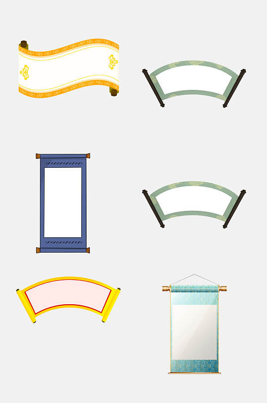 大气清新中国风古风卷轴圣旨免抠元素