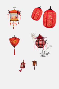 中式红色灯笼免抠元素