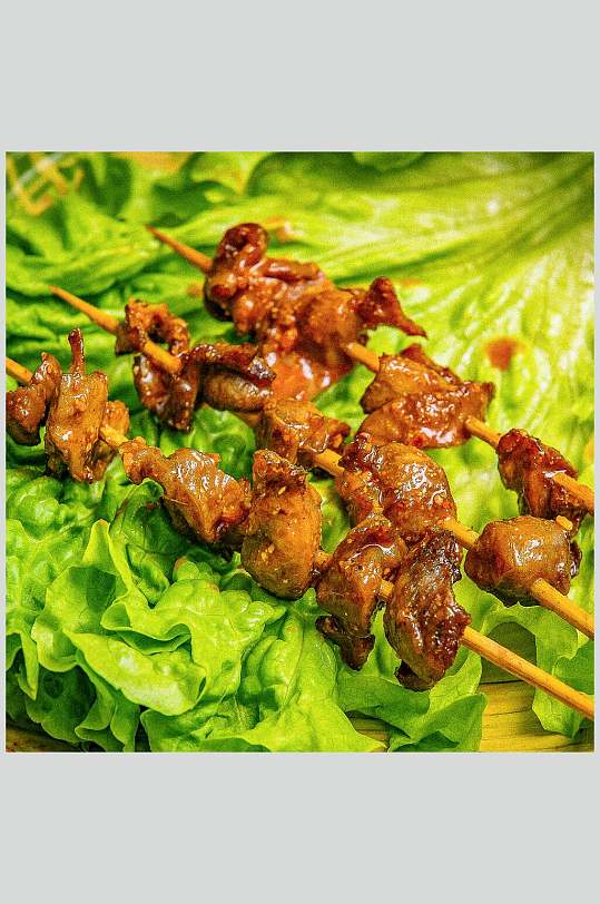 牛肉炸串美食摄影图片