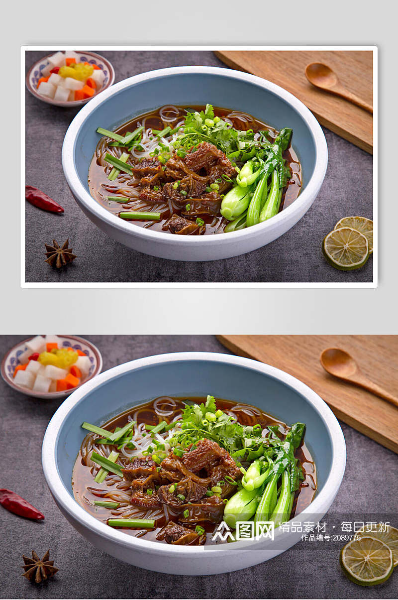 新鲜美味牛肉米线食物图片素材