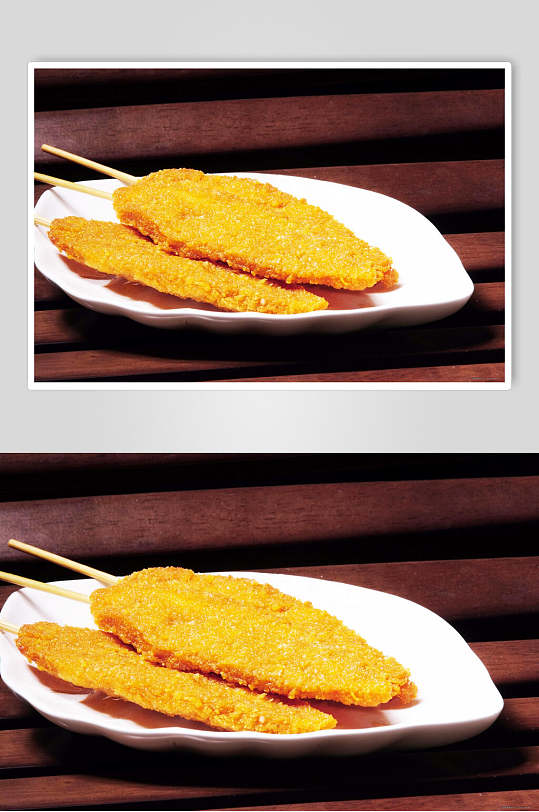 金黄鸡柳炸串美食摄影图片