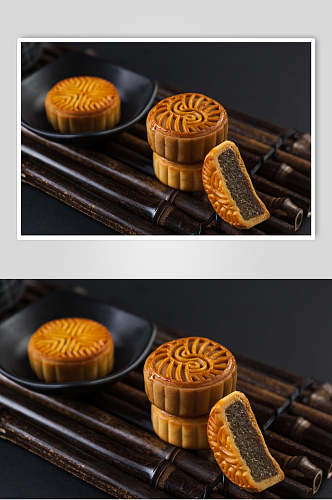 特色豆沙中秋节月饼食物图片