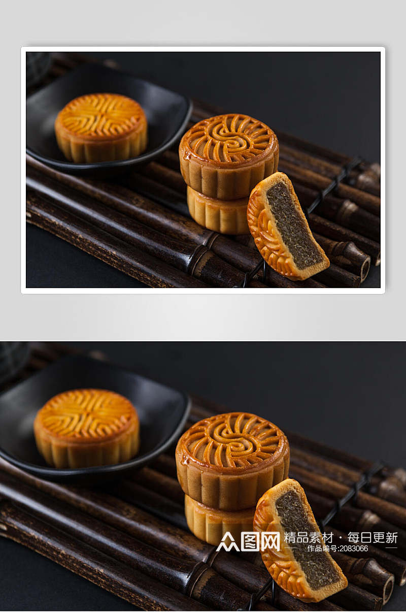 特色豆沙中秋节月饼食物图片素材
