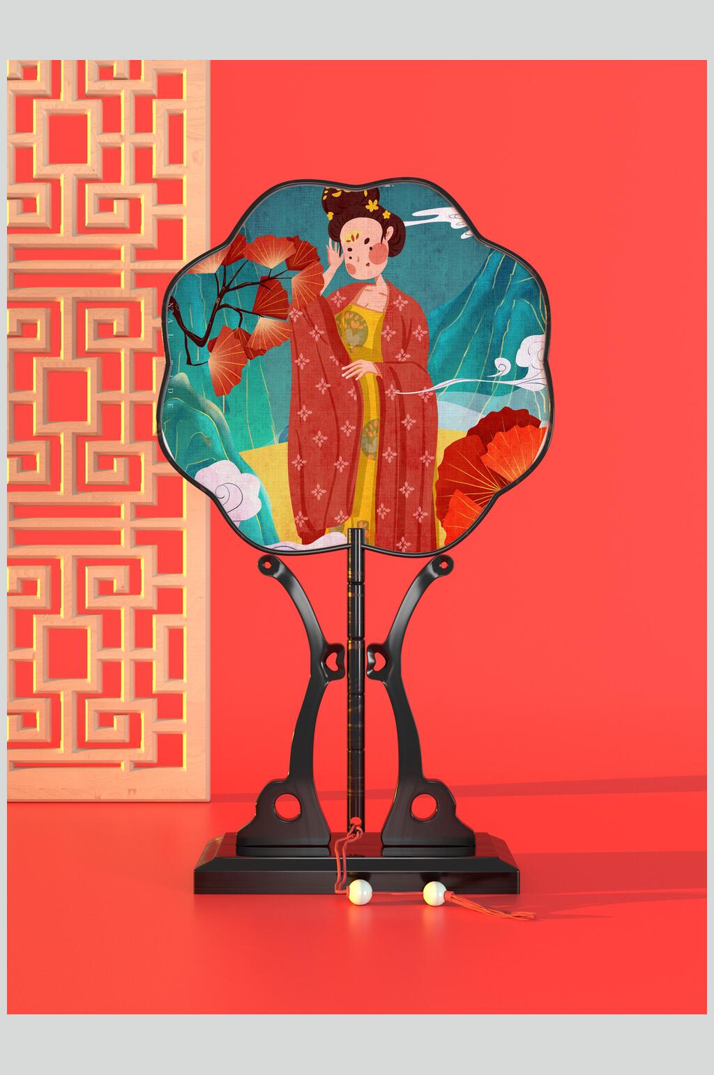 中式古风唐朝文化整套VI新年文创样机效果图素材