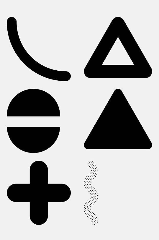 极简黑色几何抽象图形免抠元素