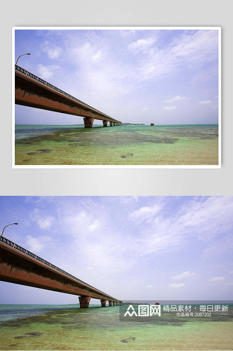 天空大海大桥唯美高清摄影图片素材