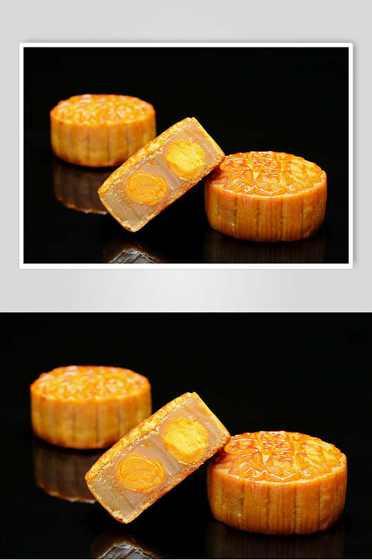 新鲜美味双黄莲蓉中秋节月饼食物图片