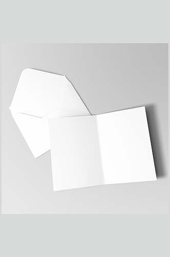 白色信封折页邀请函包装贴图样机效果图