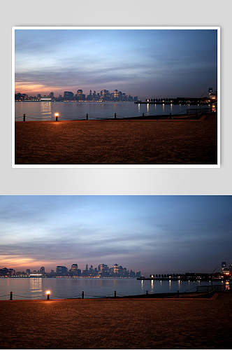 沙滩夕阳黄昏图片