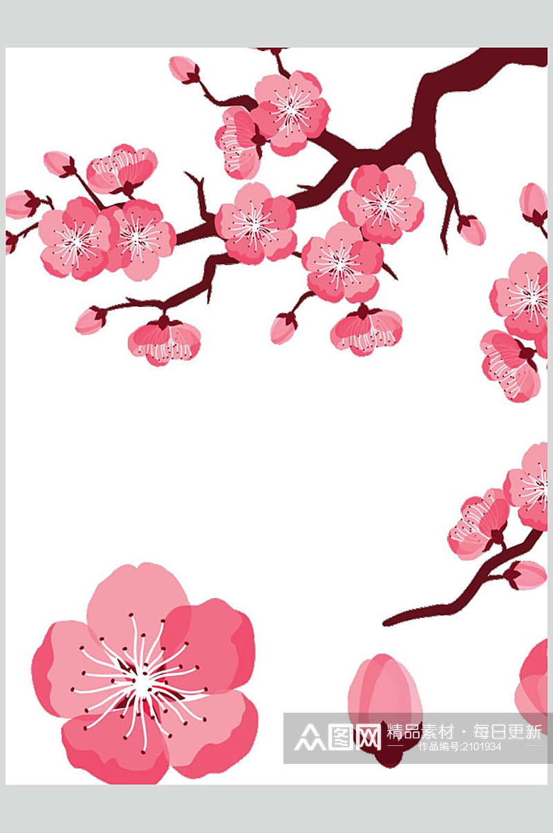 创意水彩花朵桃花素材素材