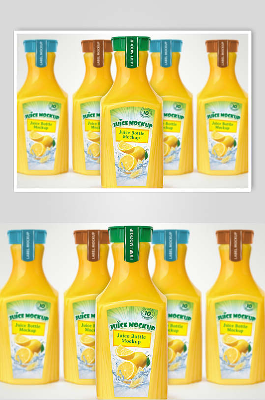 黄色高端橙汁包装贴图样机效果图