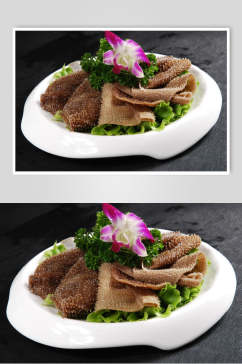 新鲜美味牛百叶生菜火锅食料美食摄影图片