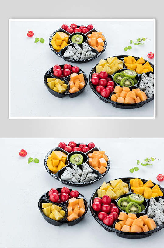新鲜美味水果捞拼盘食品摄影图片