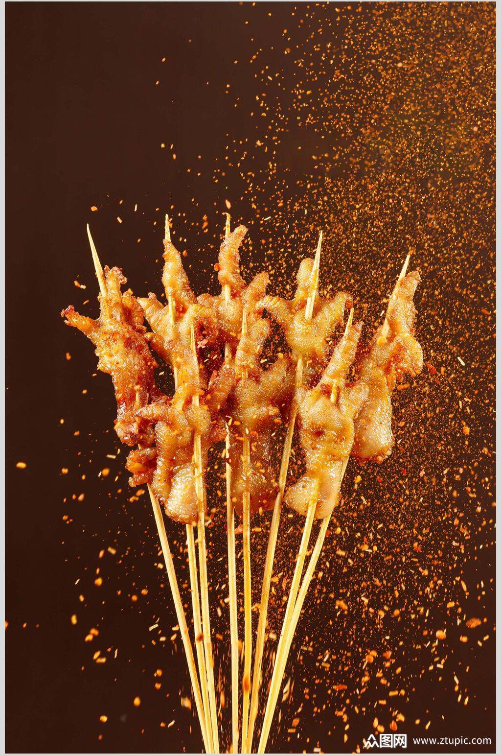 鸡爪炸串食物图片