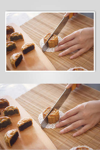 特色豆沙中秋节月饼食物图片