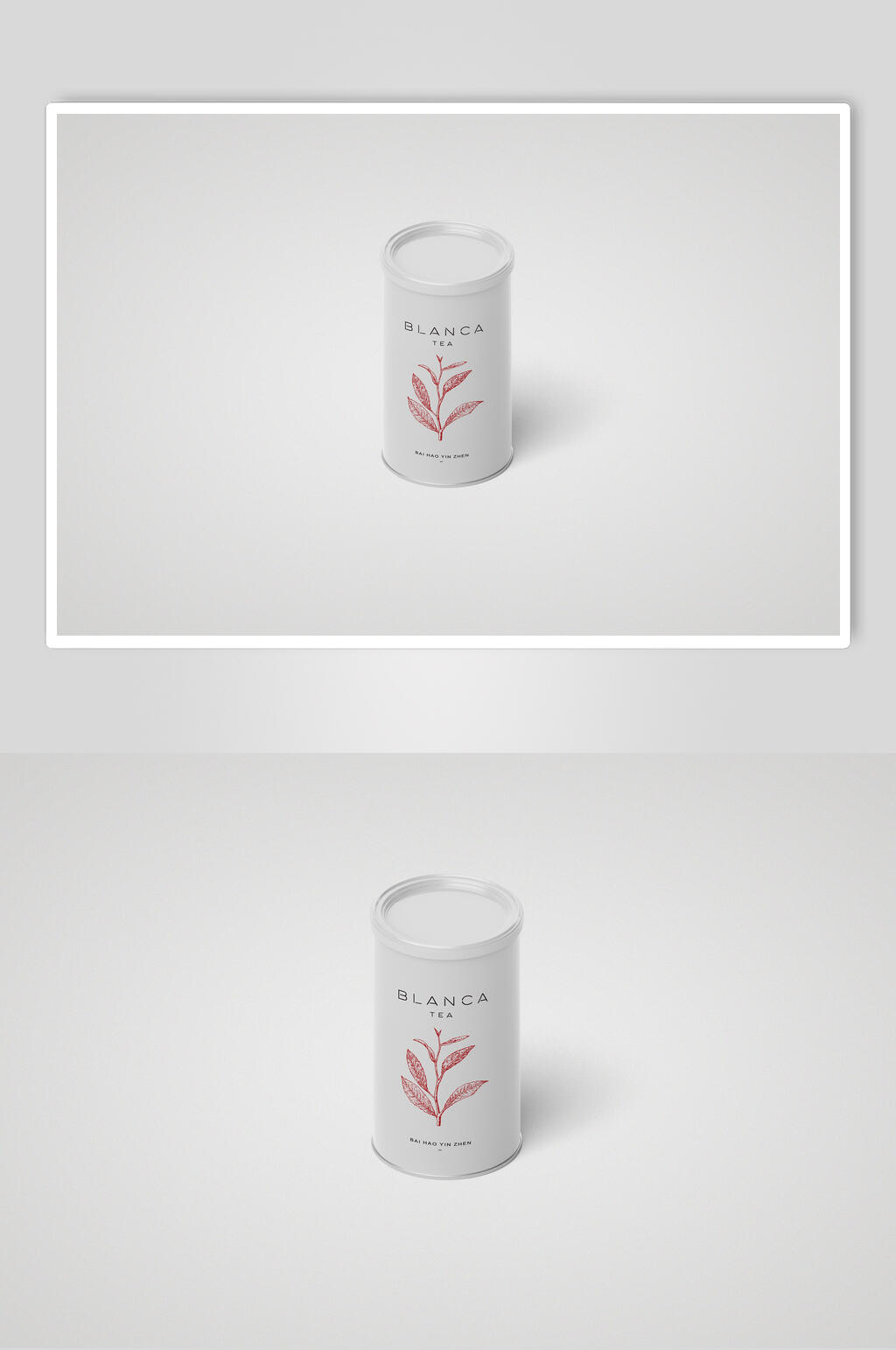 简约黄色LOGO展示茶叶包装样机效果图素材