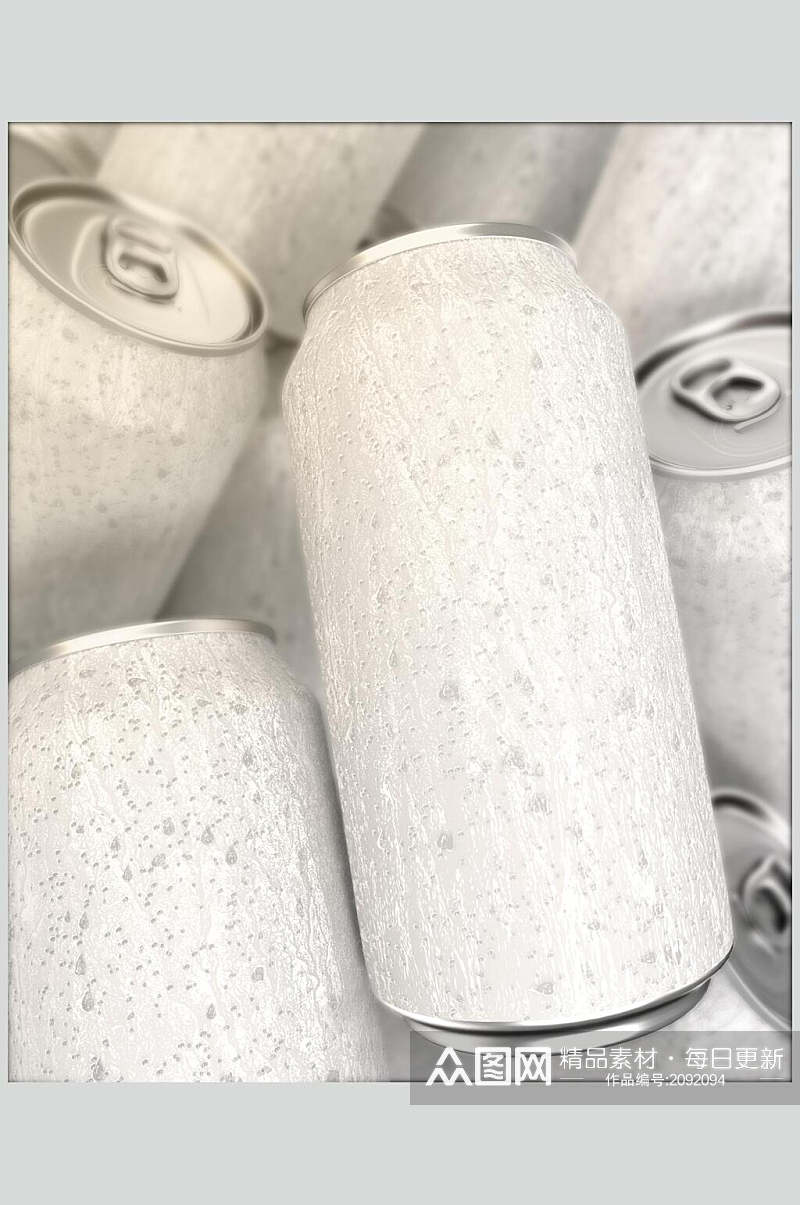 极简铝制易拉罐包装样机效果图素材