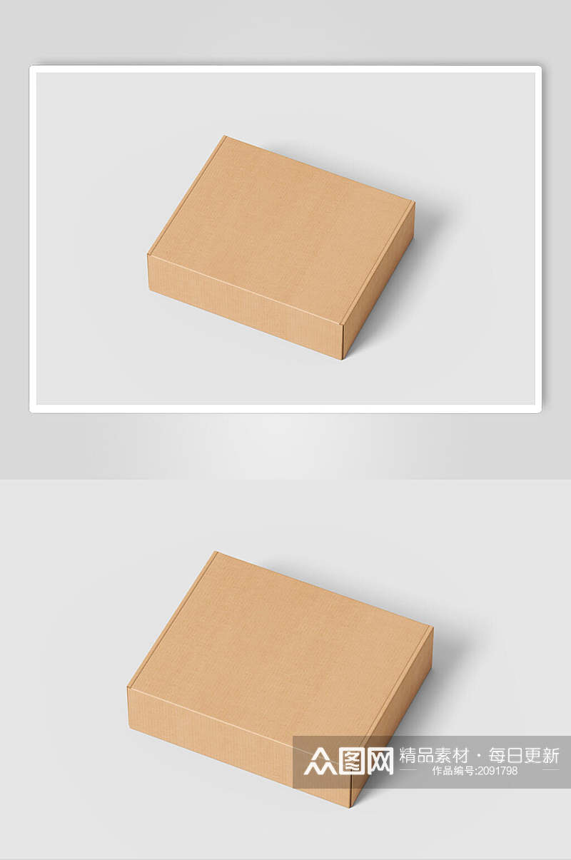 极简硬壳纸盒包装盒样机效果图素材
