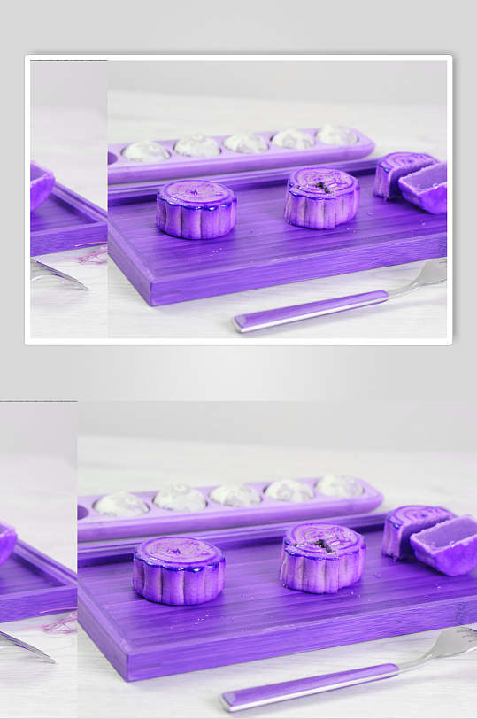 紫色中秋节月饼图片