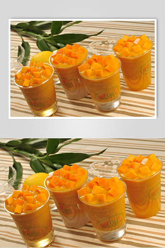 芒果果汁水果捞美食高清图片
