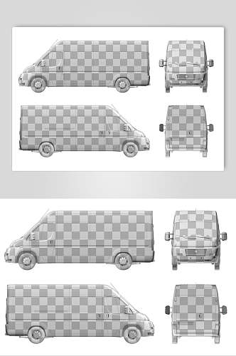 灰白格子汽车包装贴图样机效果图