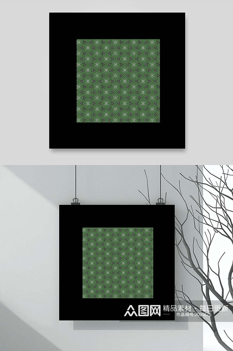 简约绿色中式古典传统花纹背景素材转换素材