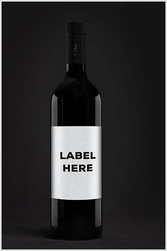 黑色酒瓶包装贴图LOGO展示样机效果图
