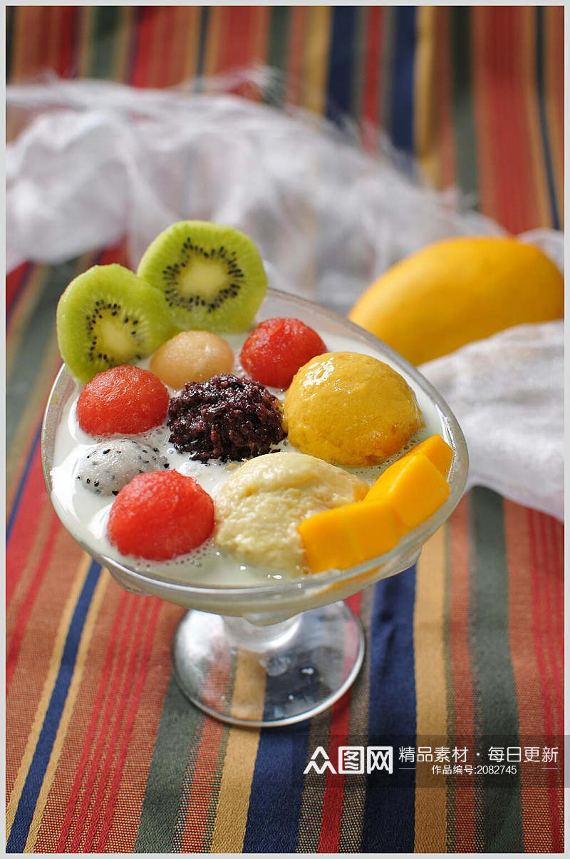 冰淇淋水果捞食品摄影图片素材