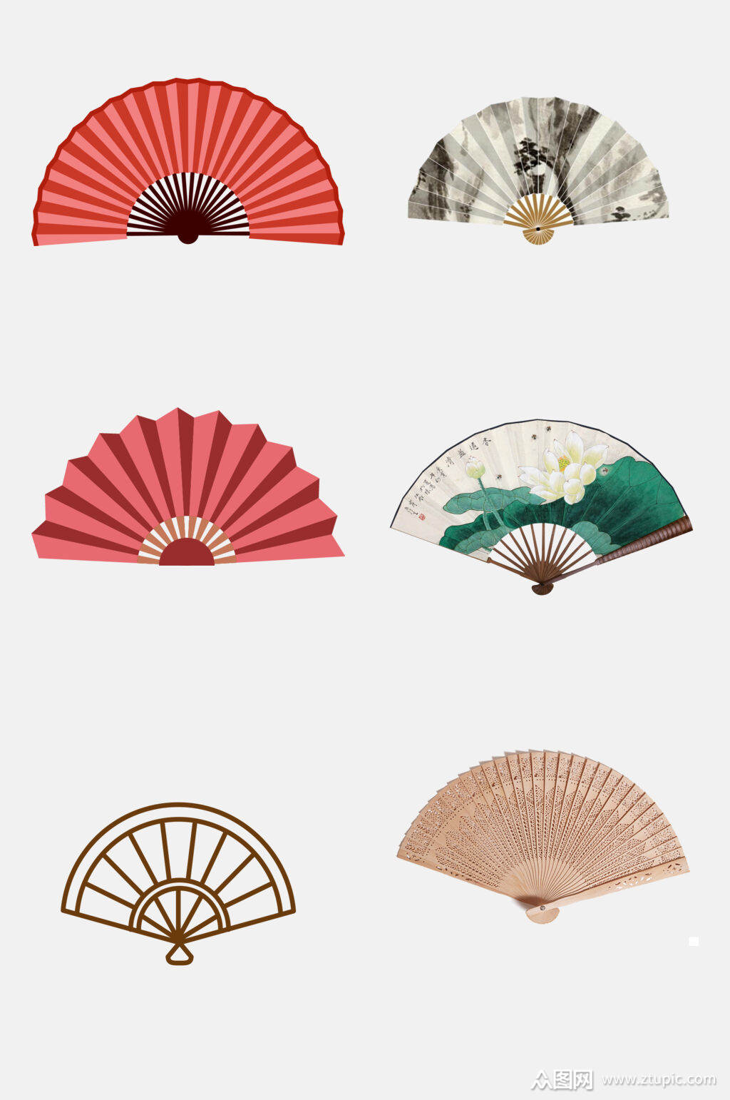 简约大气折扇免抠元素素材