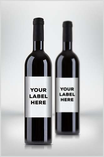黑色品质酒瓶包装贴图LOGO展示样机效果图