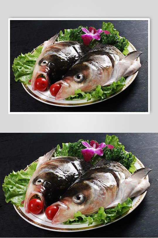 鱼头火锅食料摄影图片