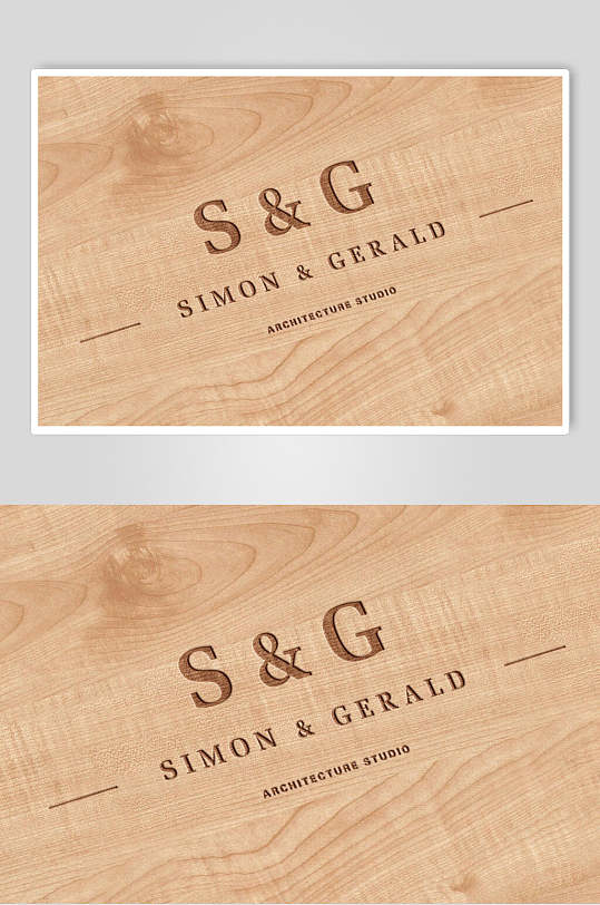 木纹材质高端logo样机效果图-众图网