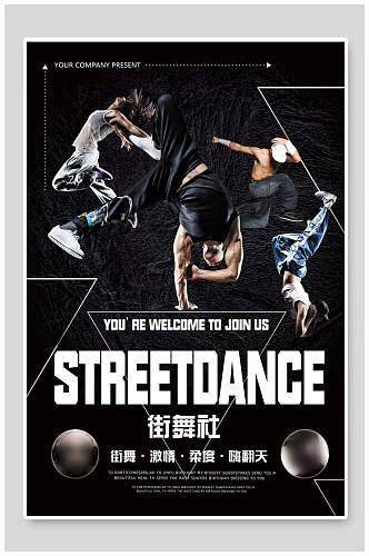 炫酷街舞社团招新宣传海报