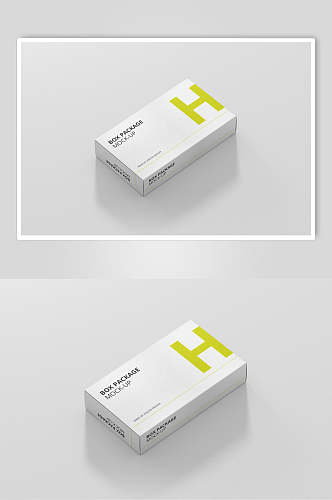 极简黄色LOGO展示药品包装盒样机效果图