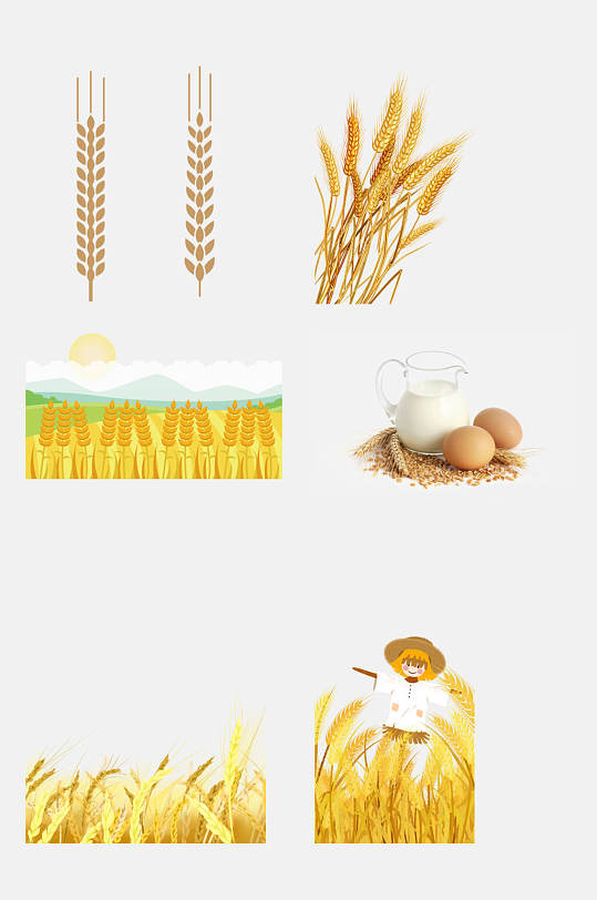 创意大气小麦大米高粱免抠元素
