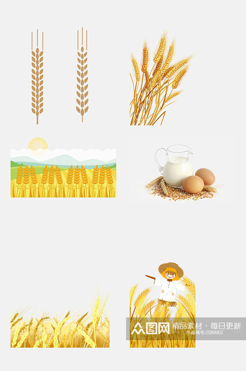 创意大气小麦大米高粱免抠元素素材