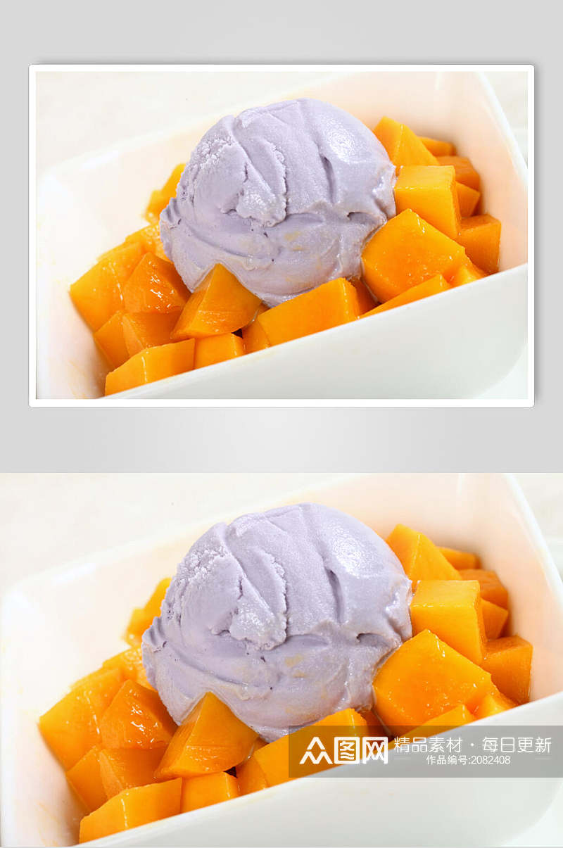 清凉芒果冰淇淋水果捞图片素材