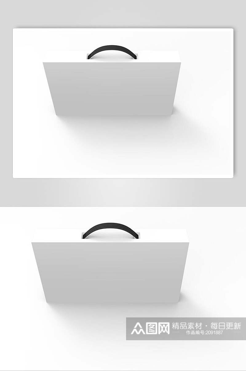 白色带手柄纸盒包装贴图样机效果图素材