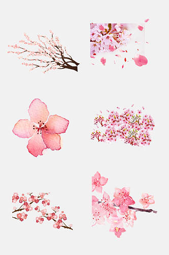 粉色水彩花朵花海樱花免抠元素