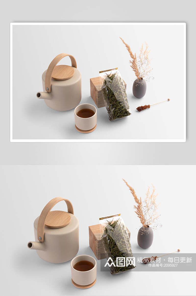 茶叶茶具整套VI样机设计效果图素材