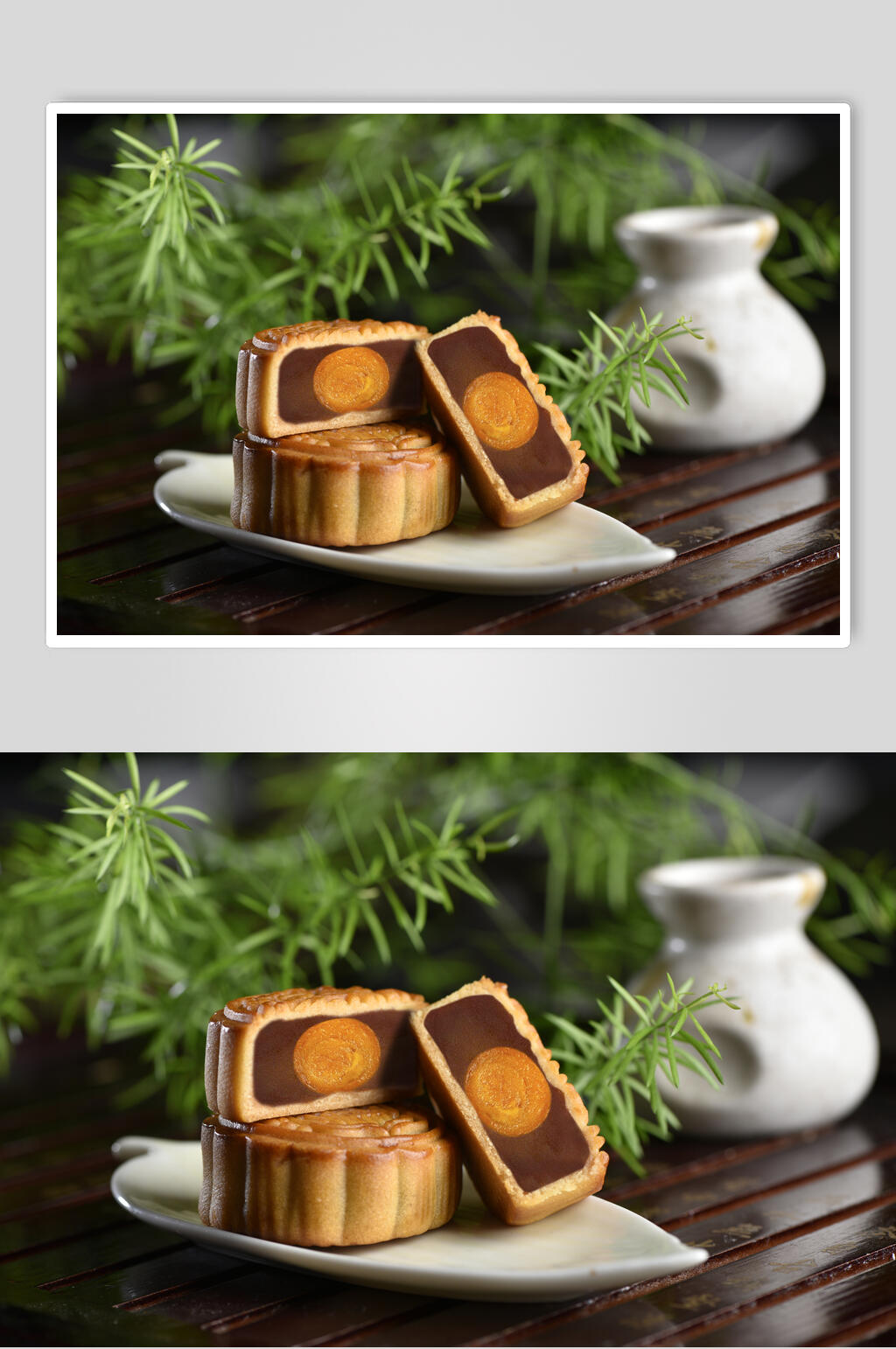 清新蛋黄莲蓉中秋节月饼食物图片素材