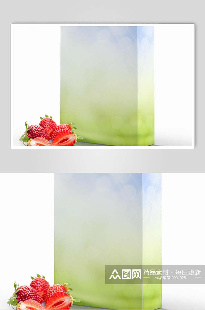 清新草莓包装贴图样机效果图素材