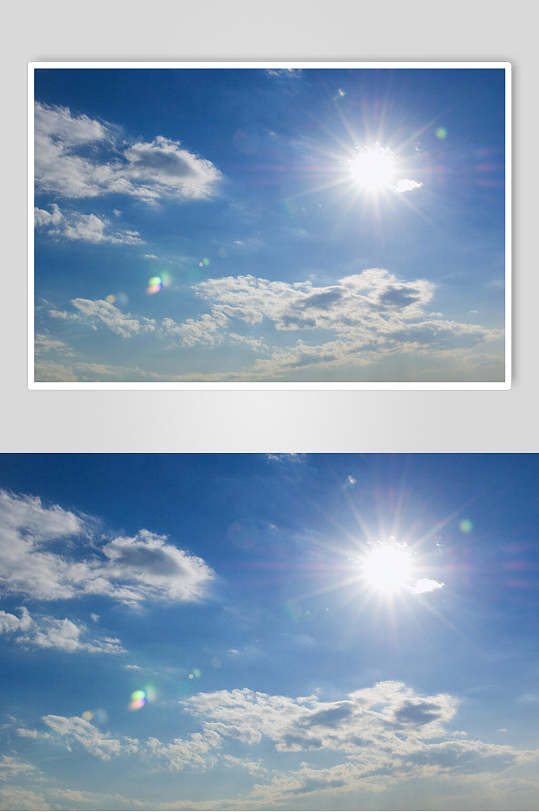 太阳蓝天白云图片