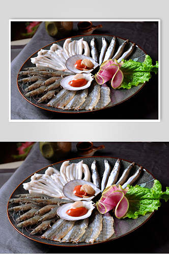 海鲜拼盘火锅食料餐饮图片